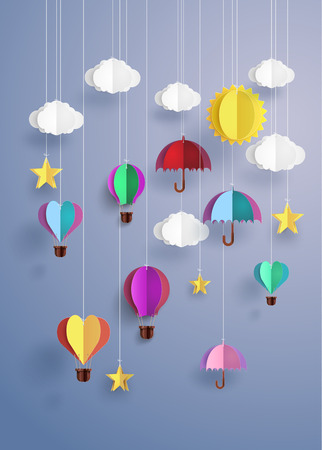 colourful origami decorate hangingのイラスト素材