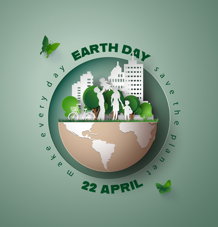 World environment and earth day concept, paper cut 3d .のイラスト素材