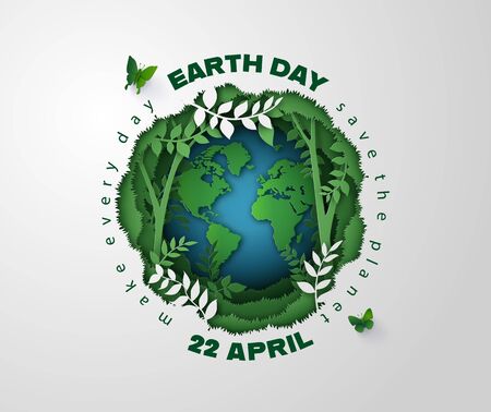 World environment and earth day concept, paper cut 3d .のイラスト素材