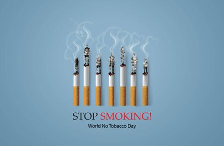 concept of no smoking and World No Tobacco Day with peoples.Paper cut style.のイラスト素材
