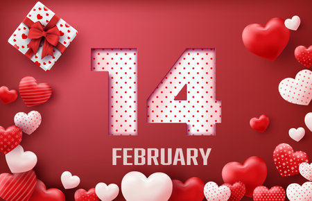 Happy Valentine's Day sale banner with hearts balloons.Vector illustration.の写真素材