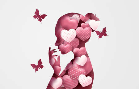 International Women's Day 8 march with frame of flower and leaves , Paper art style.の写真素材