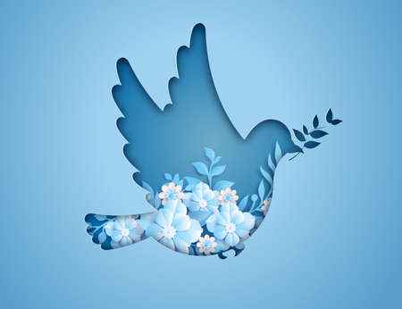 Concept of business,paper plane flying on sky with cloud and mountian. Hand drawing and paper cut style.のイラスト素材
