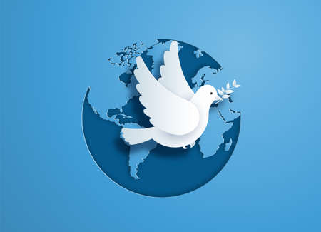 Concept of business,paper plane flying on sky with cloud and mountian. Hand drawing and paper cut style.のイラスト素材