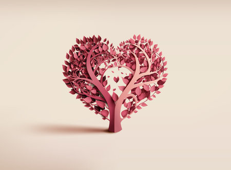 Tree in the shape of a heart. 3d vector illustration.の写真素材
