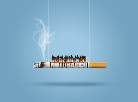 World No Tobacco Day concept. Cigarette and group of people.のイラスト素材