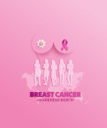 Breast Cancer Awareness Background. Vector Illustration. Design Template.のイラスト素材