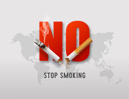Stop Smoking. World Map Background. Vector Illustration. Eps 10のイラスト素材