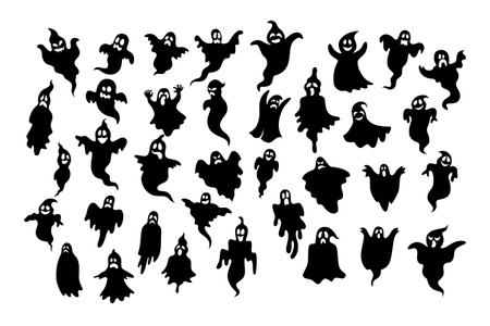 Collection of halloween ghost silhouettesのイラスト素材