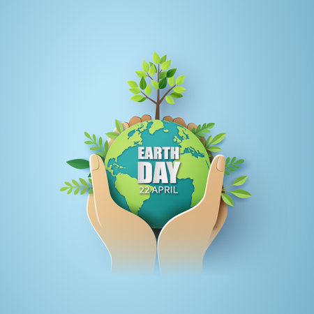 World environment and earth day concept,paper cut , paper collage style with digital craft .の写真素材