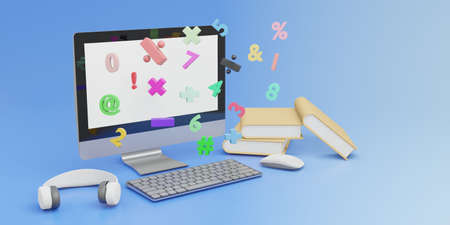 3D rendering Computer with mouse and keyboard and book

mathematics  E-learning online education concept copy space backgroundの写真素材