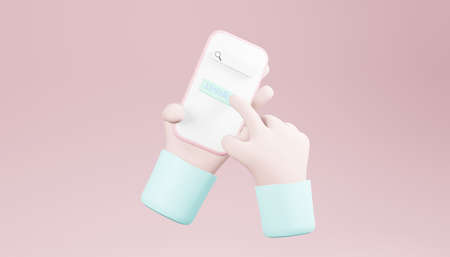 3D hand-holding smartphone, are pressing unfollow unfollow concept