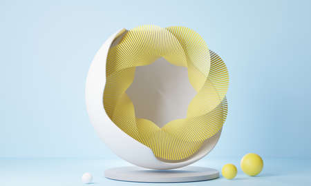 Abstract background 3d rendering Oval stand Blue backgroundの写真素材