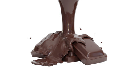chocolate poured Chocolate stick isolated on white, Food concept, 3d renderingの写真素材