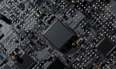 3d rendering, 

top view Central Computer Processors CPU concept Technology background Microprocessor chipset central processor unit Cyber and futuristic concept, hardware, AI, electronicsの写真素材