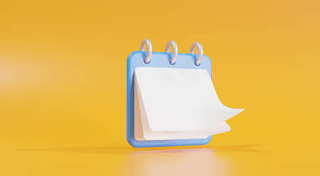 3d illustration, notebook icon on yellow backgroundの写真素材