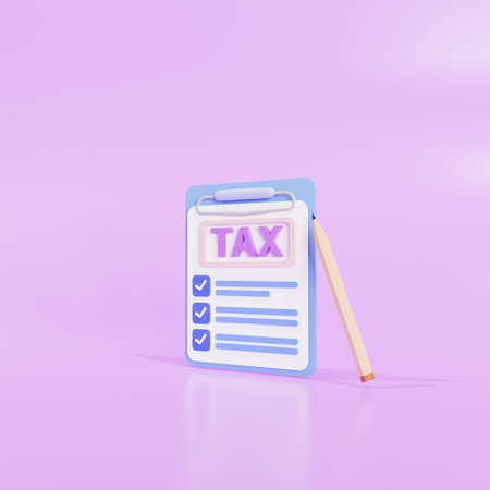 ClipboardIcon Tax payment and business tax concept, and the tax form. 3d  illustrationの写真素材