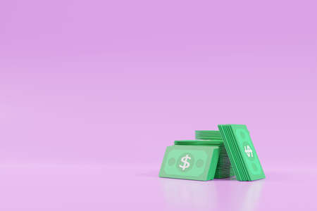 3D Money concept. cash stack, and banknotes. 3d  illustration