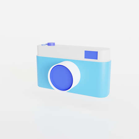 Icon camera on white background. 3d render illustrationの写真素材