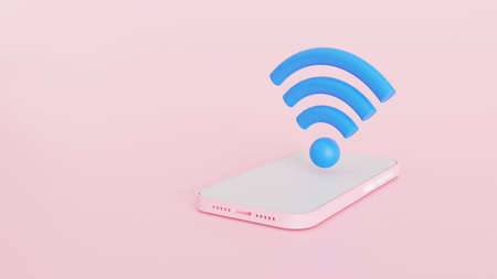 Hotspot signal release concept.  Wifi with Smartphone. 3D render illustrationの写真素材