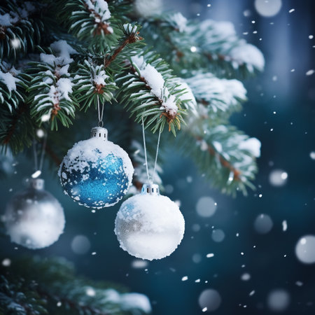 Christmas Tree, Ornaments and Defocused Background, generative aiの素材