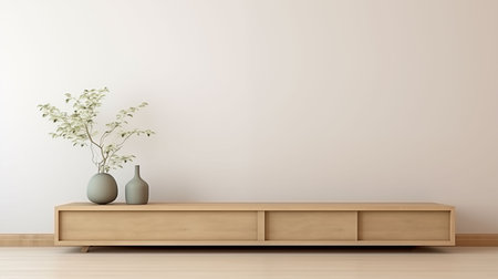 Mock up Tv cabinet in zen modern empty room japanese minimal designs Generative AIの素材