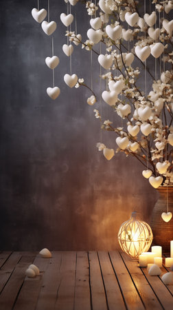 Beautiful vertical background for Valentine's Day Generative AIの素材