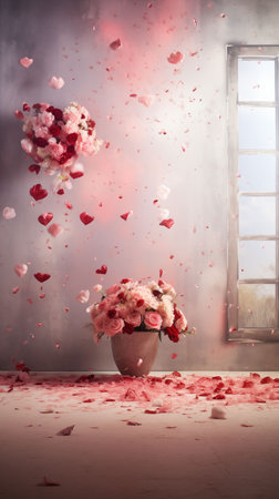 Beautiful vertical background for Valentines Day  Generative AIの素材