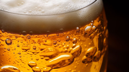 beer with bubble froth in glass for background Generative AIの素材