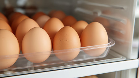 chicken eggs in the refrigerator. Generative AIの素材