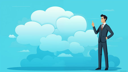 businessman character design taking flat style bubble speech Generative AIの素材