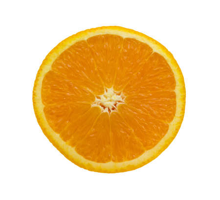 slice of orange isolated on white backgroundの写真素材