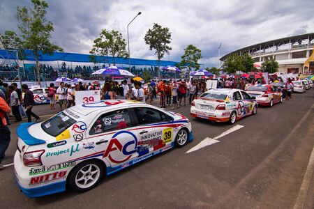 KORAT, THAILAND - SEP 1 : Toyota Motorsport 2012 round 4 Vios one make race stock car at His majesty the King 80th birthday anniversary stadium on September 1, 2012 in Nakhonratchasima,Thailandのeditorial素材