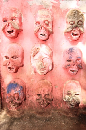 Conceptual Stucco sculpture with a variety of displays about sin, hell, heavenのeditorial素材