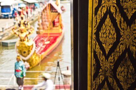 BANGKOK,THAILAND - NOVEMBER 2   was set for the dress rehearsal of the Royal Barge Procession for the Royal Kathin Ceremony at Chaopraya river on November 2,2012 in Bangkok,Thailandのeditorial素材