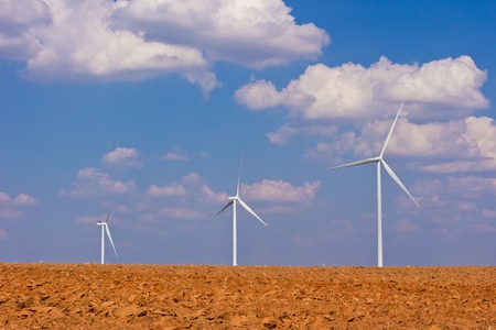 agriculture with wind turbine generatorの写真素材