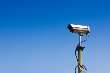 Security camera with a sky backgroundの写真素材