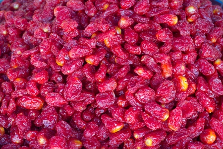 Dried cherry tomato fruits with sugar, Close Up の写真素材