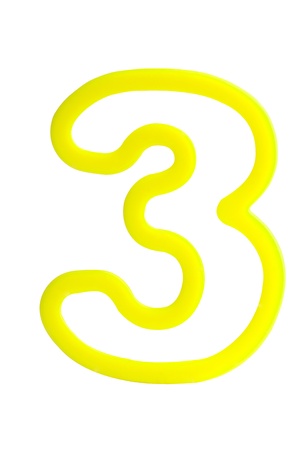 Plastic alphabet letter number 3 on white background with work path の写真素材