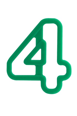 Plastic alphabet letter number 4 on white background with work path の写真素材