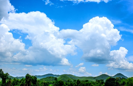 Summer landscape tropical forest mountains with Blue skyの写真素材