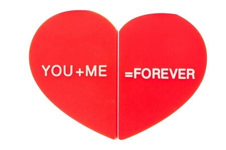 Heart shaped and messages about love  on the white background の写真素材