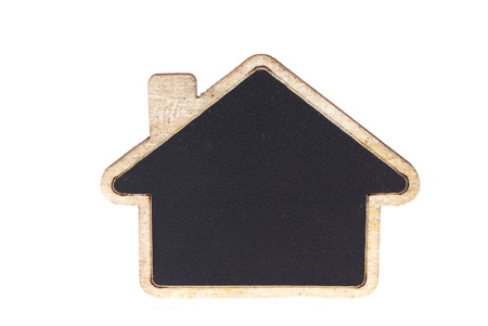  Blackboard shape home empty blank isolated on white with work pathの写真素材