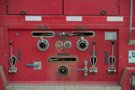 firefighter truck and toolsの写真素材