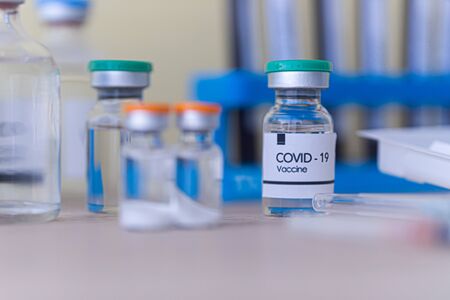The covid19 doz on the table. Novel Covid19 vaccine Concept.の写真素材