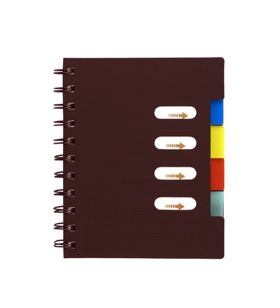 Closed Brown notebook with on white background.の写真素材