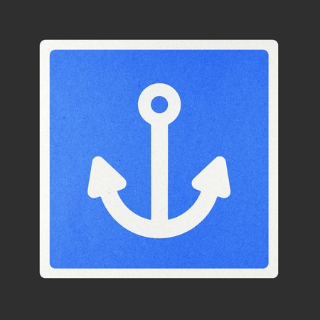 Anchor traffic sign recycled paper on white background.の写真素材