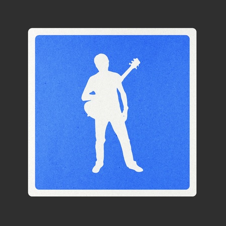 Band traffic sign recycled paper on white background.の写真素材