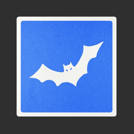 Bat traffic sign recycled paper on white background.の写真素材