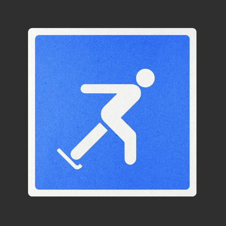 Ice skate waves traffic sign recycled paper on white background.の写真素材